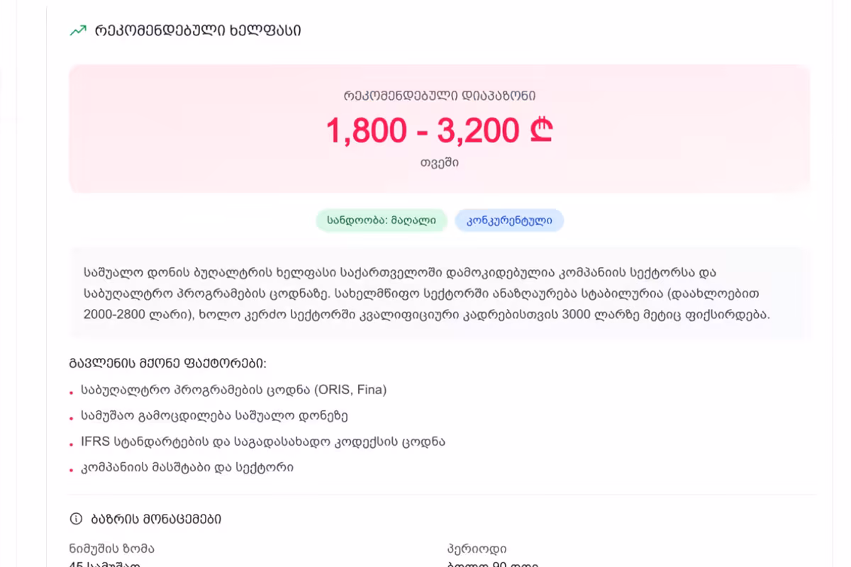რივოს პროდუქტის ეკრანი: ხელფასის კალკულატორი
